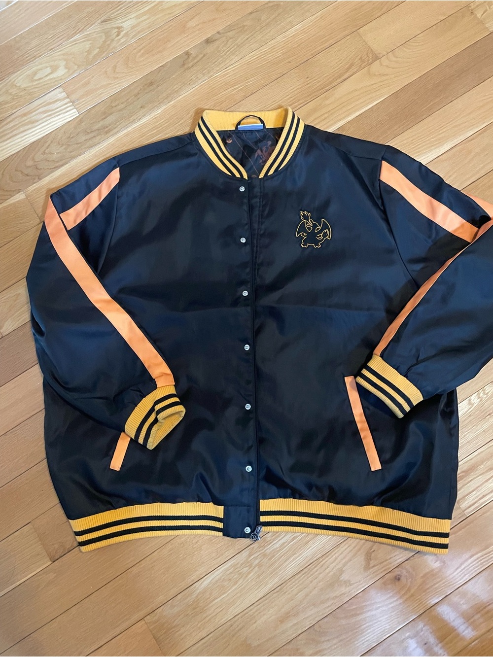 Pokemon Black and Yellow Lightweight Satin Varsity Jacket